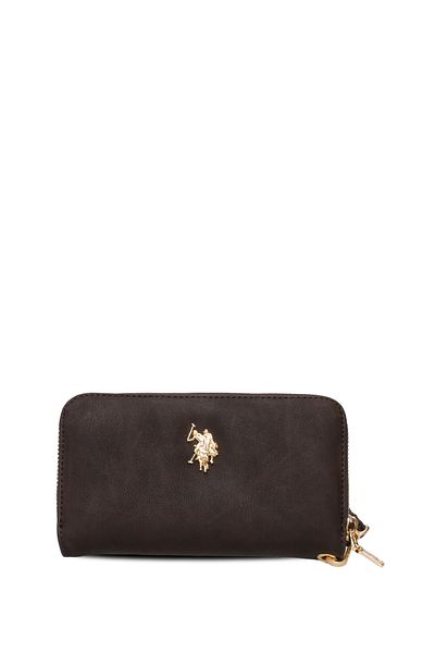 U.S. Polo Assn. Кафява дамска чанта тип клъч USC25739