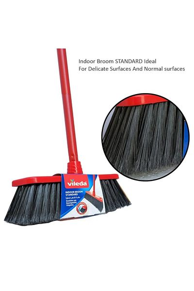 Vileda Indoor Broom Standard With Stick – 120cm Handle, 1pc – Durable Cleaning Tool
