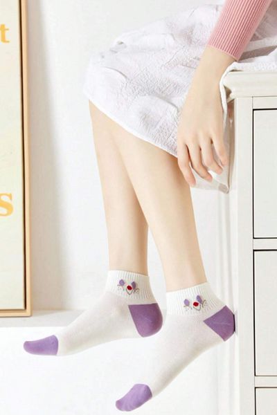 Esinti Women's Summer Ankle Booties Socks 5-Piece – Cotton, Sweat-Absorbent, Seamless Toe Socks Set