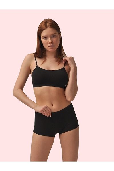 MİSTİRİK Pisun Thin Thread Strap Padded Anti-Sagging Bustier Corset Black Color