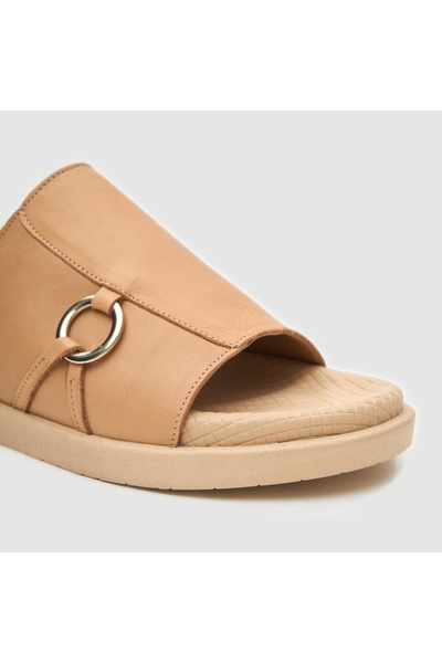 TOGO Nude Hakiki Deri Kadın Toka Detaylı Comfort Terlik [060213]