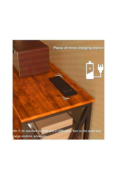 Luxury Home 3-Tier Console Table with Charging Base with Storage Shelf and Power Outlet-EI-402
