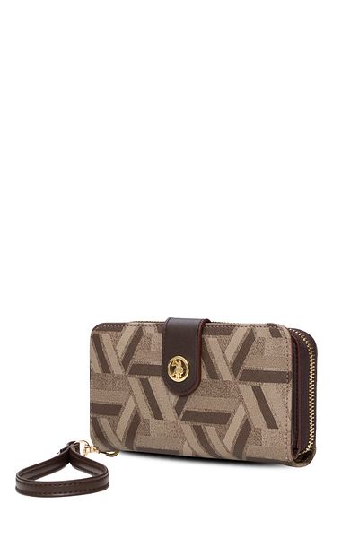 U.S. Polo Assn. Кафява дамска чанта тип клъч USC25719