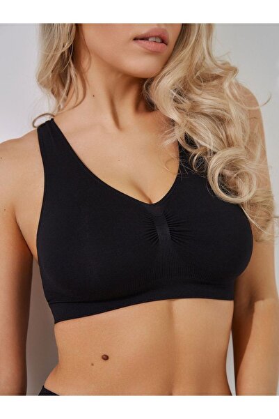 MİSTİRİK Rosella Model Spor Korse Büstiyer Sarkma Önleyici Sıkı Büstiyer Pedsiz Korse Sütyen Siyah Renk