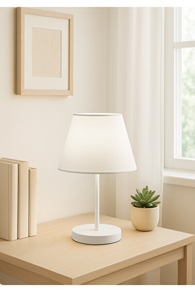 HOMİNG White Lampshade - Model Ayd-3282, White Fabric and Body