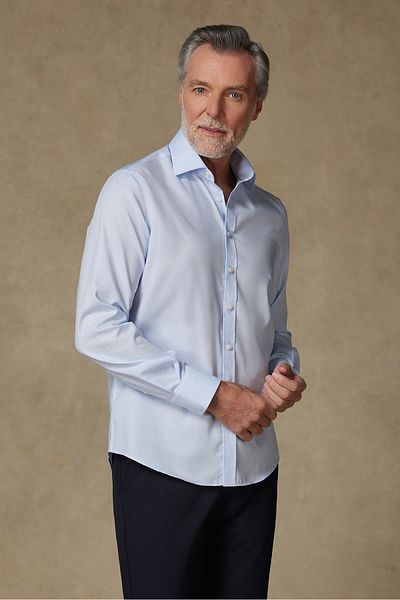 Abbate Fabio Non-Iron Twill Cotton Comfort Fit Blue Classic Collar Men's Shirt