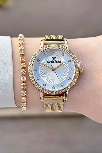 Daniel Klein Sarı Renk 24 Ay Garantili Kadın Kol Saati ve Bileklik