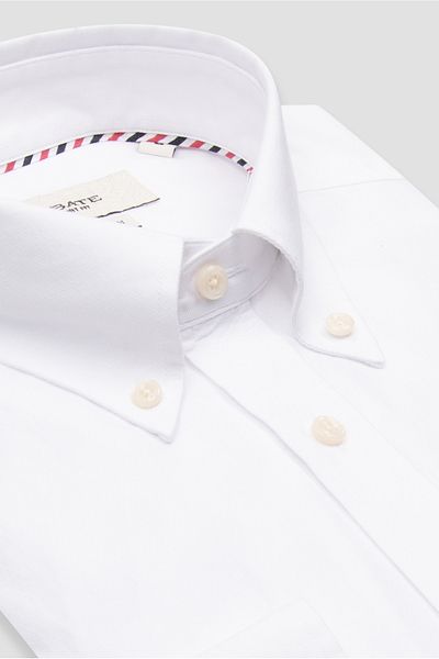 Abbate Marcel American Oxford Cotton Sports Comfort Fit White Button Collar Men's Shirt