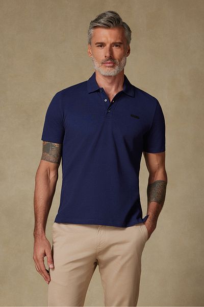 Abbate Cotton Relaxed Fit Comfort Fit Navy Blue Short Sleeve Plain Basic Polo Neck Casual Sports T-Shirt T-Shirt