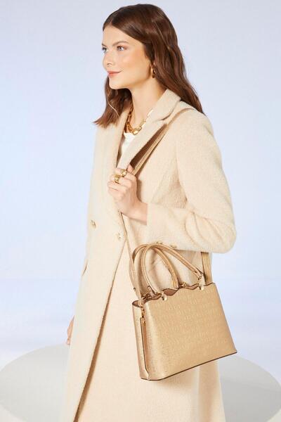 Zühre Monogram Patterned Gold Bag ZH0037