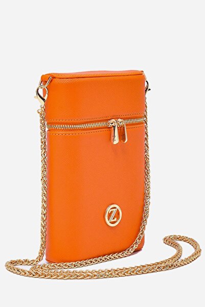 Zühre Zincir Askılı Fermuar Kapamalı Oranj Çanta Z0010