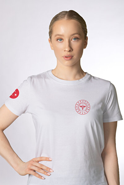 Pratik Medikal Unisex bela majica - 112 Hitna zdravstvena pomoć, okrugla kragna