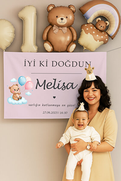 MonoHome Kişiye Özel Happy Birthday Duvar Örtüsü – 1. Kalite Kumaş Doğum Günü...