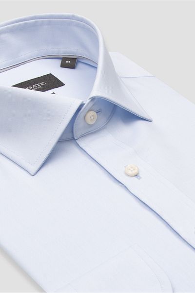 Abbate Fabio Non-Iron Twill Cotton Comfort Fit Blue Classic Collar Men's Shirt