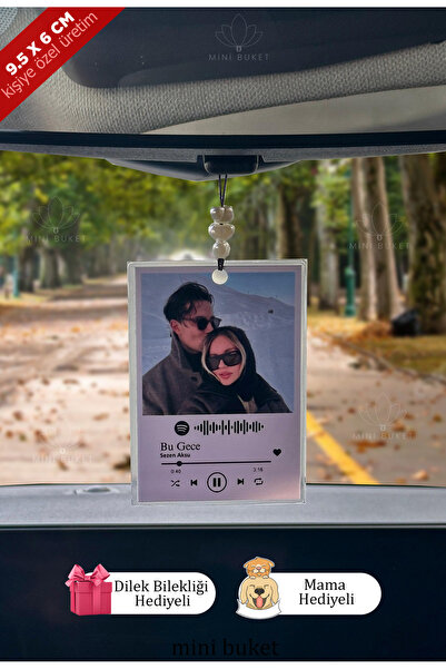 Mini Buket Kişiye Özel Fotoğraflı Araç Süsü, Kokusuz Kişisel Oto Süsü, Sevgililer Günü İçin Hediye