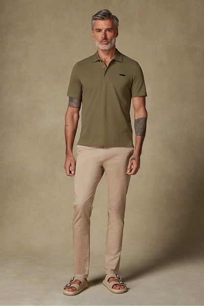 Abbate Cotton Relaxed Fit Comfort Fit Khaki Short Sleeve Plain Basic Polo Neck Casual Sports T-Shirt T-Shirt