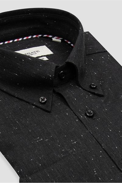 Abbate Luca Cotton Sports Comfort Fit Black Button Collar Men's Shirt
