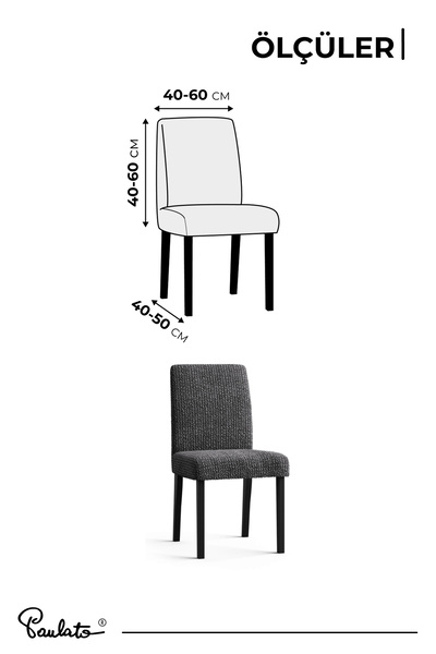Paulato Sandalye Kılıfı Sandalye Örtüsü Mutfak Sandalye Koruma Kılıfı Seti (2 adet) - Antrasit