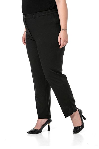 AKŞEN GİYİM Plus Size 96% Cotton Full Lycra High Waist Side Elastic Ankle-Length Gabardine Pants