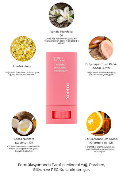 Noemi %100 Doğal Deo Stick / Roll On - Vanilya Kokulu Ve Nemlendirici Etkili - 20ml – Daphne