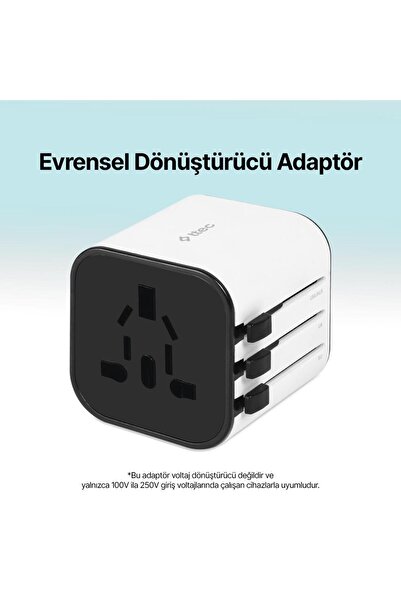 Ttec Şarj Akım Korumalı 10a/250v Amerikan Ingiltere Avrupa Tipi Priz Dönüştürücü Seyahat Adaptörü