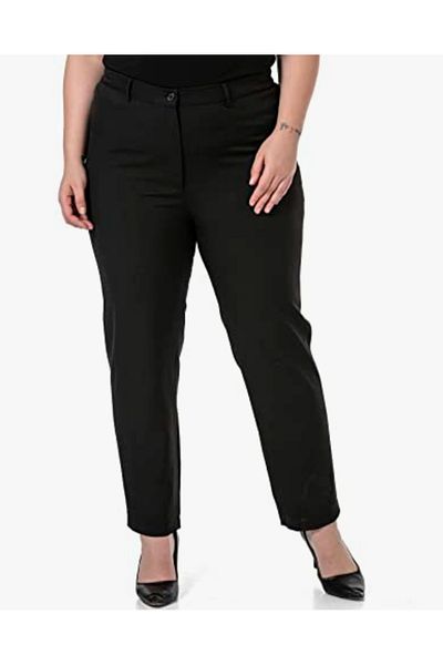 AKŞEN GİYİM Plus Size 96% Cotton Full Lycra High Waist Side Elastic Ankle-Length Gabardine Pants