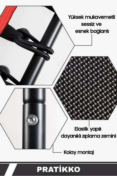 Pratikko 135 Cm ( 54 Inç ) Tutmalı Trambolin Çelik Ayak Çelik Gövde Kırmızı Trambolin