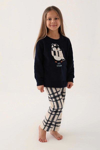 Arnetta Little Penguin Navy Blue Girl's Long Sleeve Pajama Set