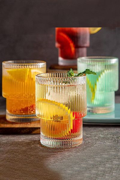 ÇELİKAY Glass Nare Striped New Design Thick Glass Cup Set of 6 Soft Drinks 200 ml157261