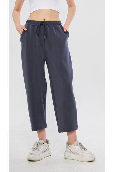 THIFF GYMWEAR Антрацит Ультра м'які, з швами, з вирізом у вигляді моркви, на шнурівці, з еластичною манжетою, жіночі модальні штани