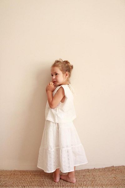 Oh La La Koala For Little Ones White Embroidered Back Tie Girl's Suit