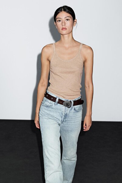 Massimo Dutti %100 pamuklu melanj askılı top