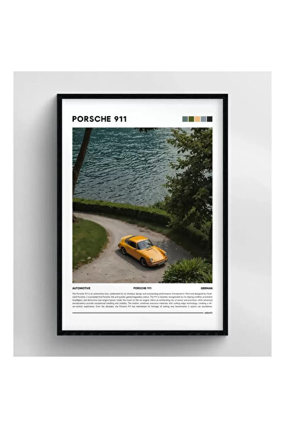 Thetic PORSCHE 911 (Sarı) - PREMIUM Çerçeveli Tablo