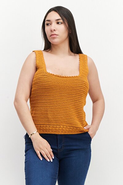Vince Women Square Neck Sleeveless Knitted Top, Light Brown
