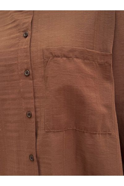 MİHRA STORE Berenice Single Pocket Self-Striped Seasonal Shirt-Chi1100 Brown