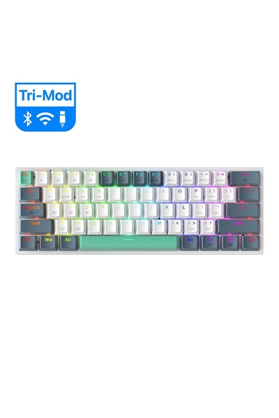 Machenike K500-B61W Tri-Mode Red Switch RGB Beyaz İngilizce Gaming Klavye