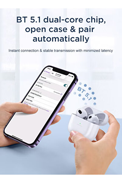 Primo Plus JR-T03S Plus Bluetooth 5.1 TWS Half In-Ear Earphones Wireless Earbuds White