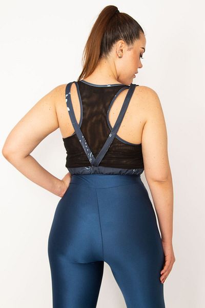 Şans Women's Large Size Indigo Back Detailed Crop Bistuary 65n33329