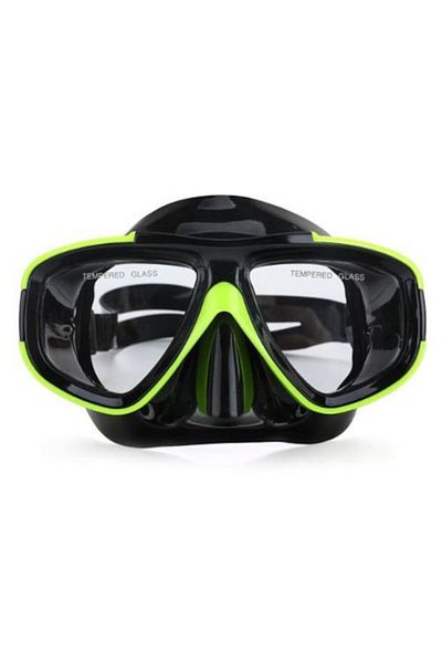 TRINAR Ochelari de înot pentru adulți cu protecție nazală, galben neon/negru, curea reglabilă din silicon, tran