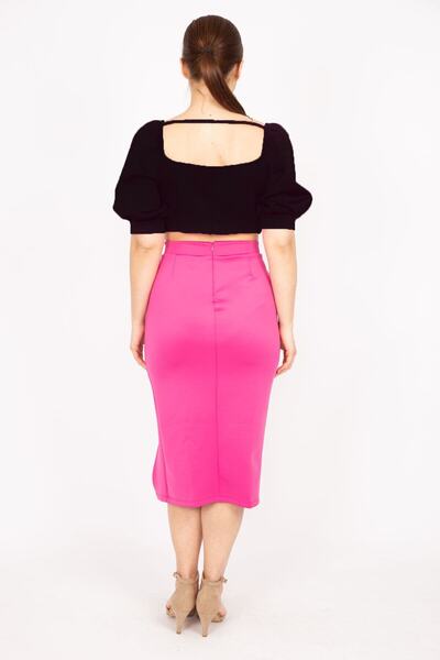 Şans Жіноча спідниця Fujya великого розміру з тканини Scuba, з потайною блискавкою ззаду та розрізом 65n35888