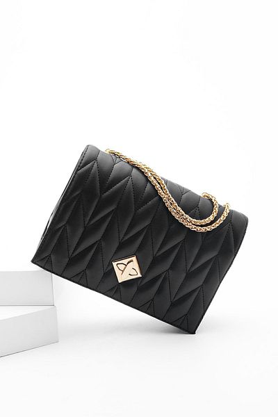 Marjin Women's Gold Chain Shoulder Bag Delbin Black