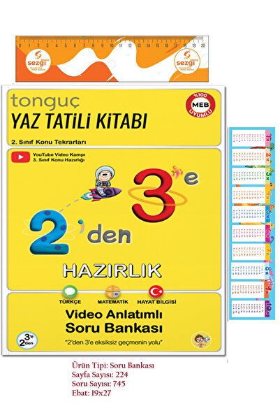 Tonguç Yayınları 2'den 3'e Hazırlık Kitabı (2025 YAZ TATİLİ KİTABI)