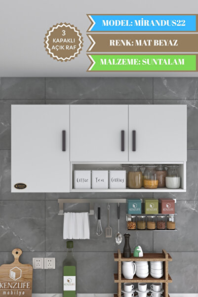 Kenzlife Hazır Mutfak Mirandus22 Byz 060*120*22 Mutfak Banyo Dolabı Kapaklı Raflı