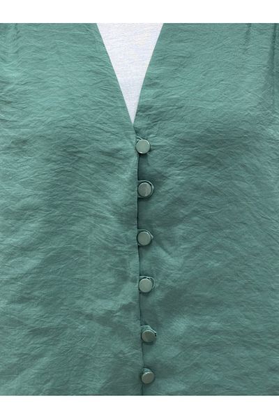 MİHRA STORE Zaryla V Neck Buttoned Pes Modal Shirt-Nl361 Mint