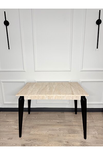 ECCES BB Mutfak Masası MDF Sabit 70X110 Yemek Masası Mermer Desen Traverten MDF Çalışma Masası Balkon Masası