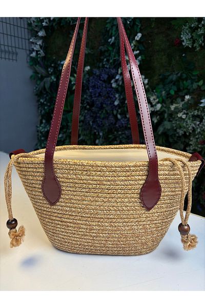 MaVaux Τσάντα ώμου Miami Straw Look με εσωτερική επένδυση με ειδική λαβή