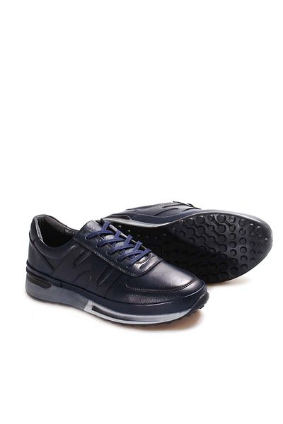 Ayakkabıhane Inside and Outside Genuine Leather Navy Blue Men's Sports Sneaker Shoes Ah07600131326