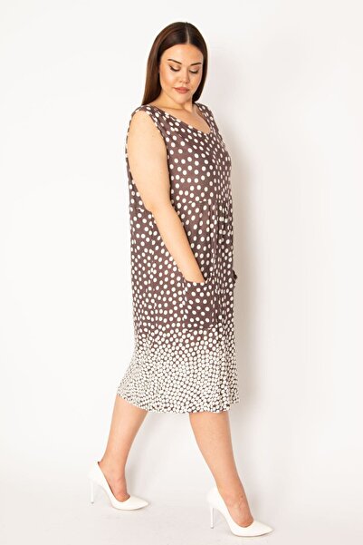 Şans Γυναικείο Φόρεμα Τσέπης Χρωματιστό Μεγάλο Μέγεθος 65n33218