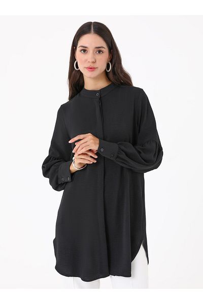 Refka Μπαλόνι μανίκι Aerobin Tunic με κρυφά κουμπιά - Μαύρο - Refka