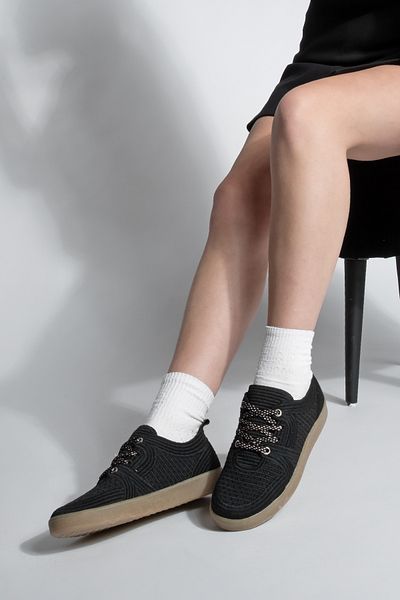 Marjin Pantofi de damă - Pantofi sport cu șireturi colorate cu broderie brodate - negru